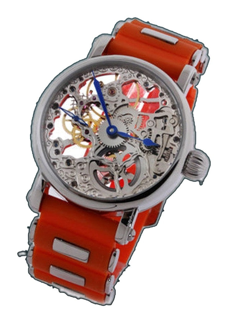 Skeleton Series orange steel/silver | Silver Dial