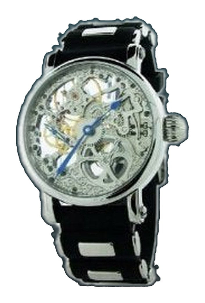 Skeleton Series black steel/silver Silver Dial