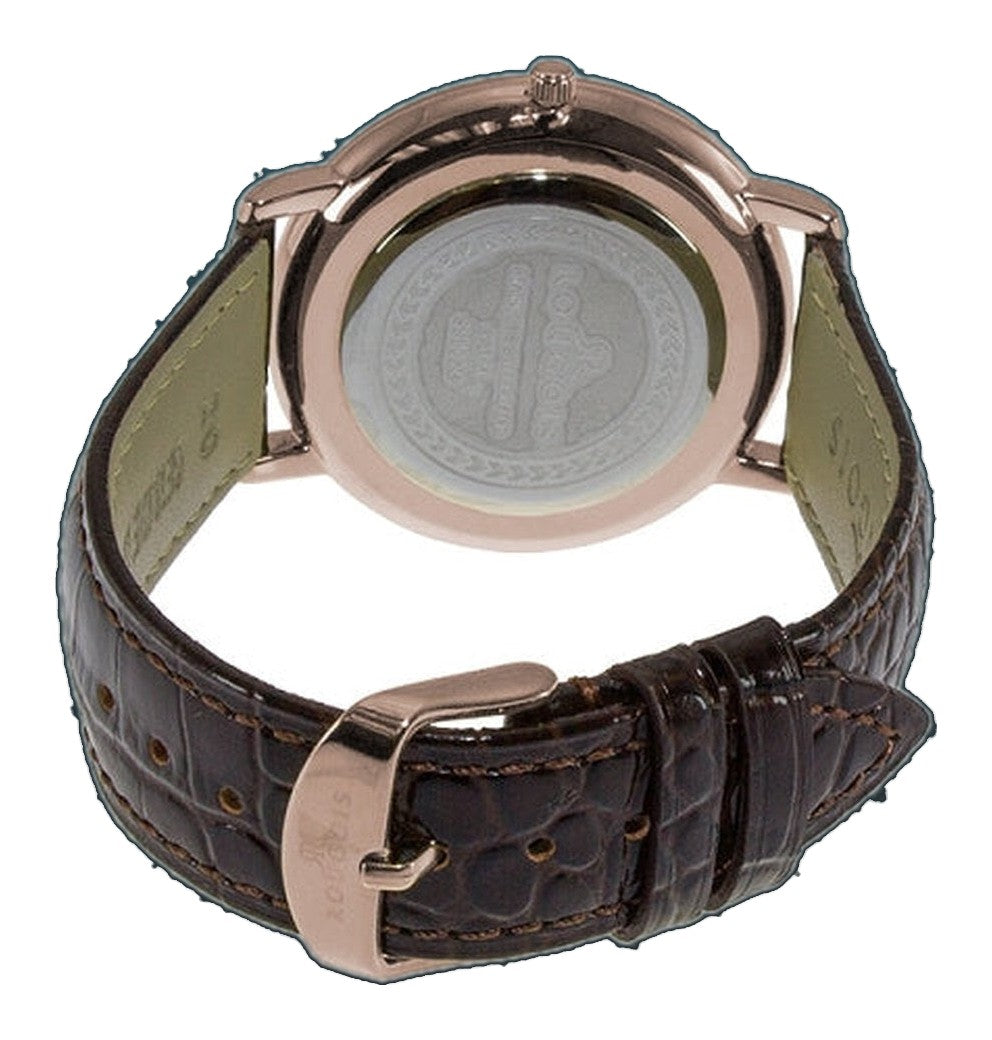 Covington  Series brown band/rose gold/crystals | White Dial