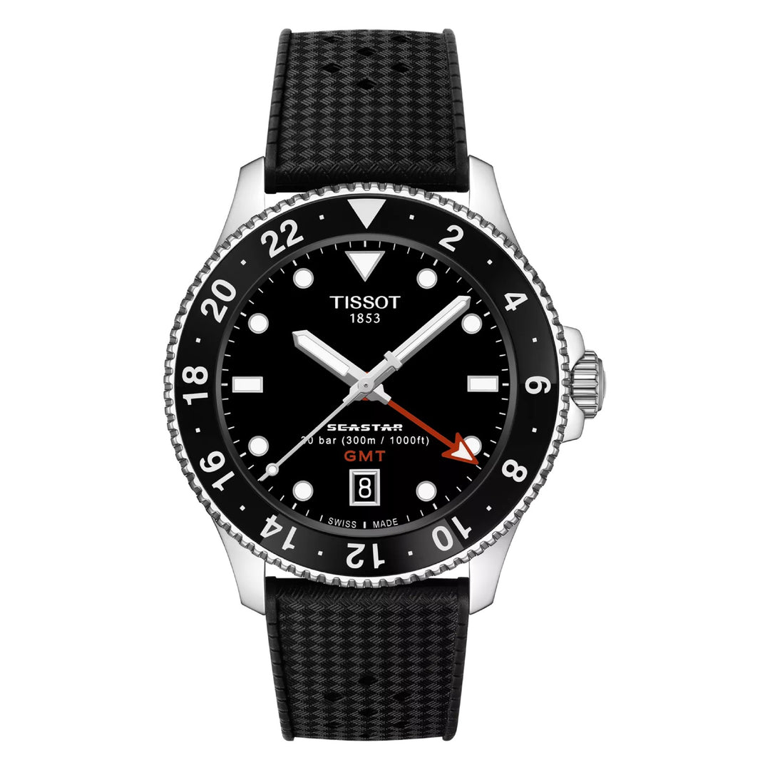 Tissot Seastar 1000 GMT Black / Rubber | Black Dial