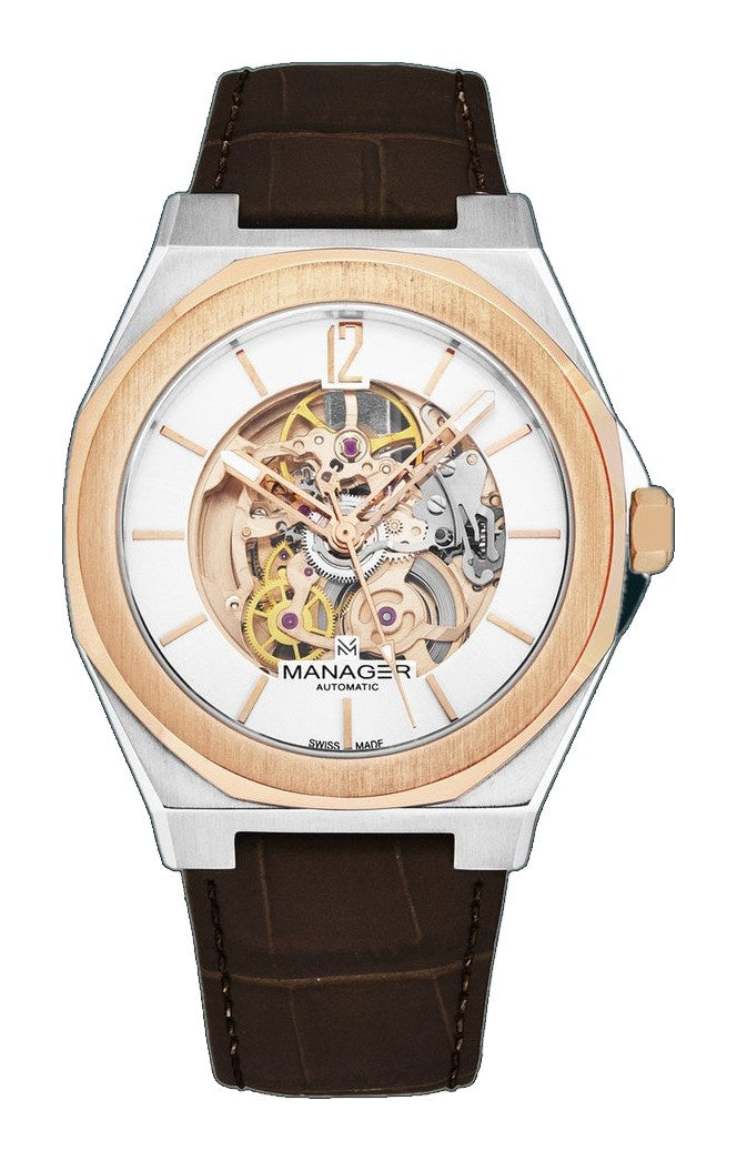 Open mind MAN-RO-05-BL / Silver / Leather | Silver Dial