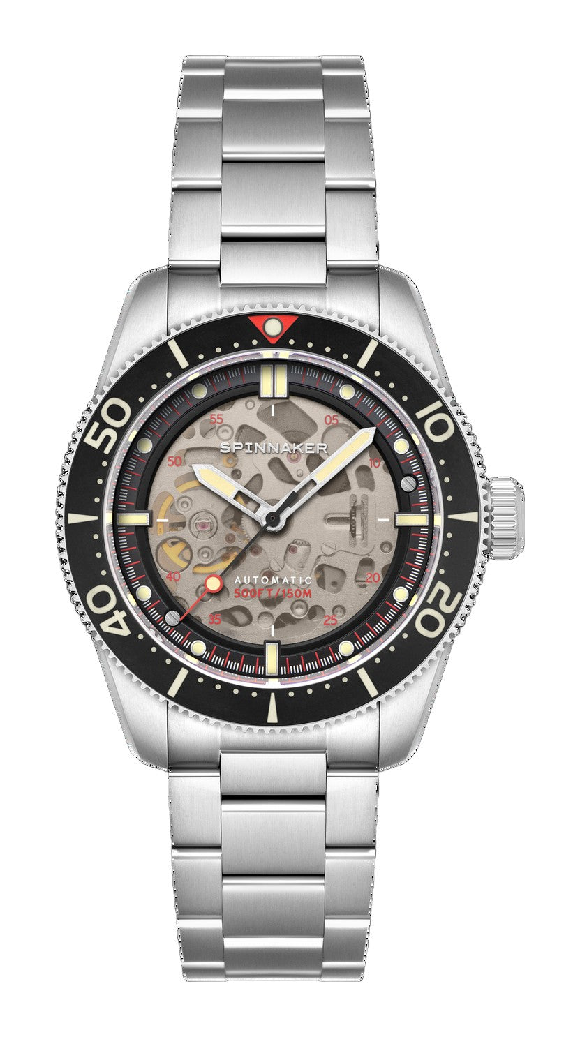 Croft 42 Skeleton Automatic Black & Red / Stainless Steel | Black Dial