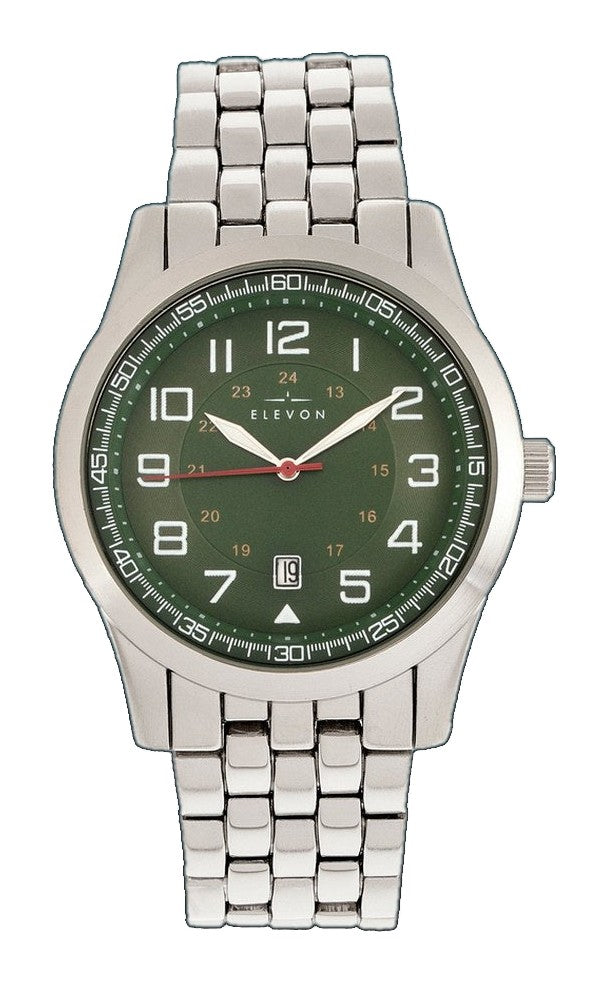 Garrison Bracelet Watch w/Date Silver/Green | Green Dial