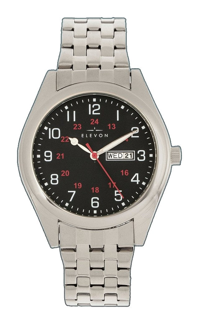 Gann Bracelet Watch with Day/Date Silver/Black | Black Dial