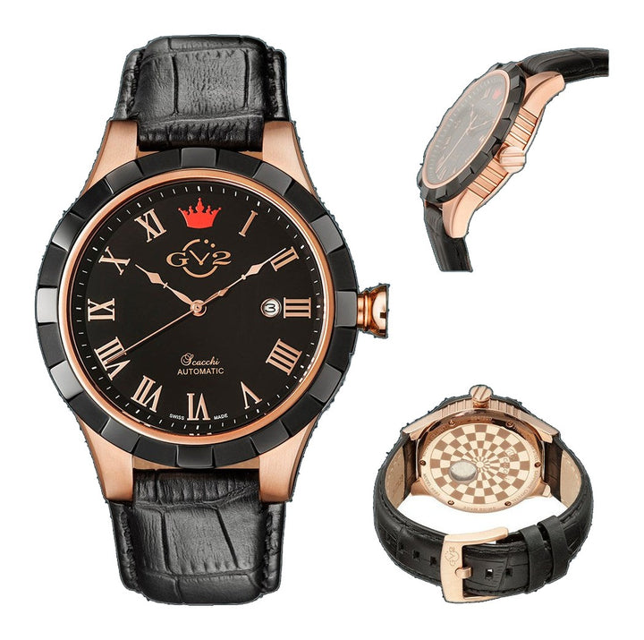 Scacchi GV2 By Gevril Scacchi Men's Black Dial Calfskin Leather Automatic Watch | Black Dial