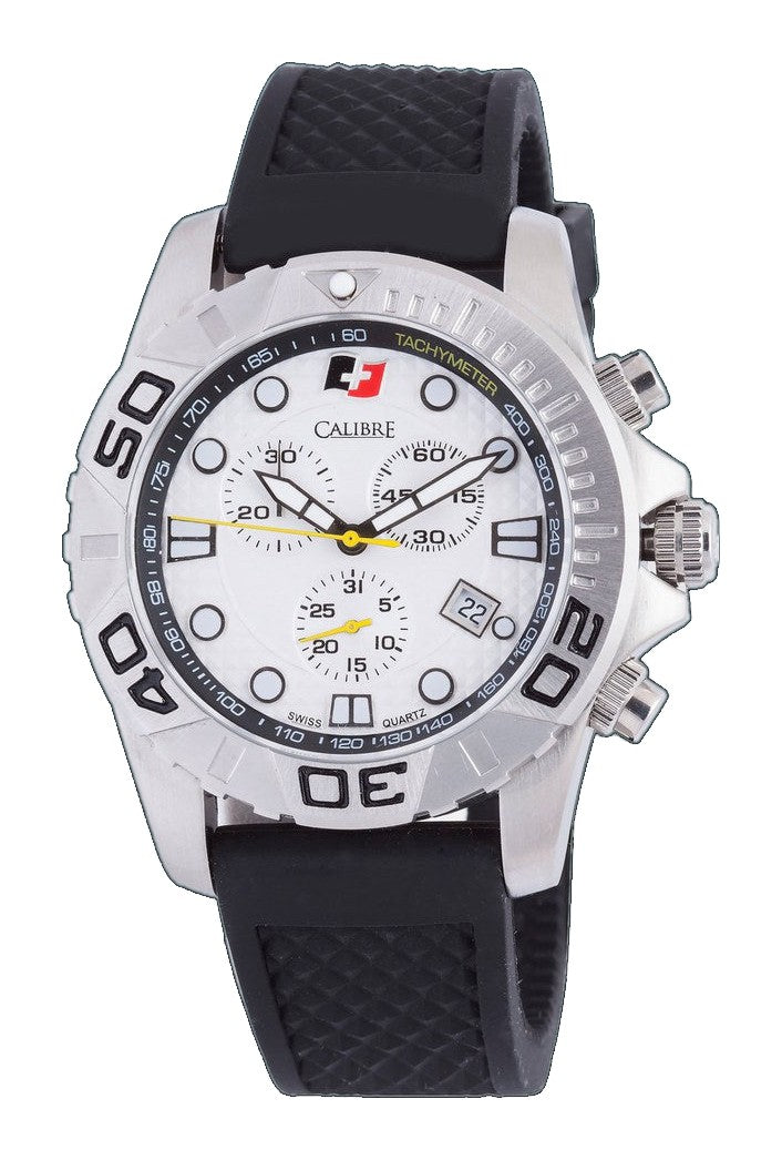 Akron White-Black Chronograph | White Dial