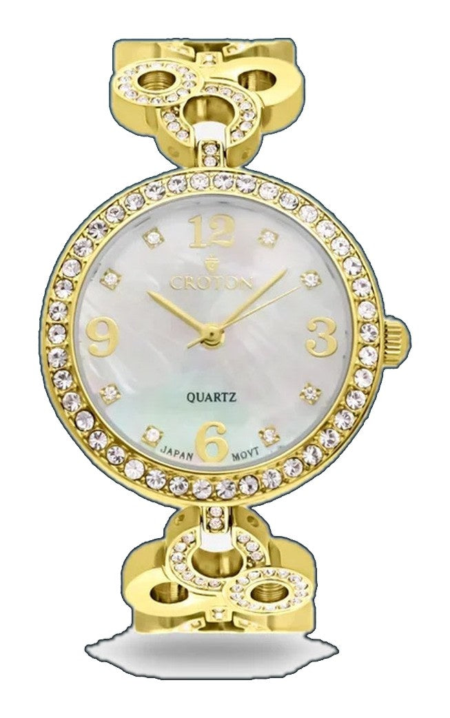Tramonta Ladies Mother of Pearl Dial Watch with Crystal Bezel & Bracelet