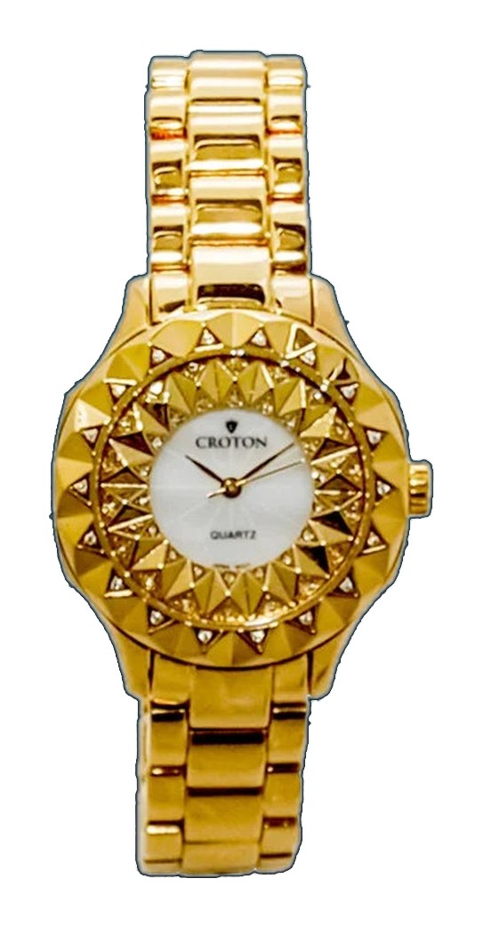 Croton Women's Quartz Crystal Accented Beveled Bracelet Watch