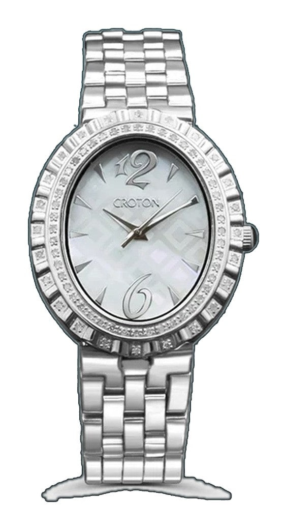 Croton Ladies Silvertone Swiss Quartz "Ballroom" Watch with Patterned Mother of Pearl Dial  |  Dial