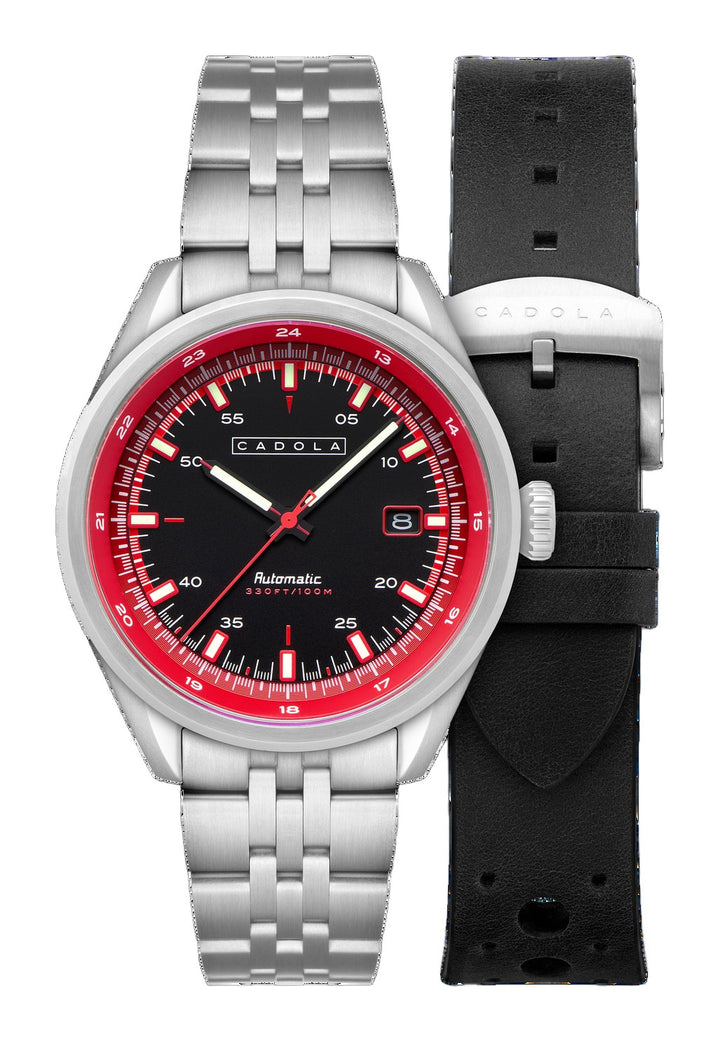 Pista Automatic Black & Red / Stainless Steel Black Dial