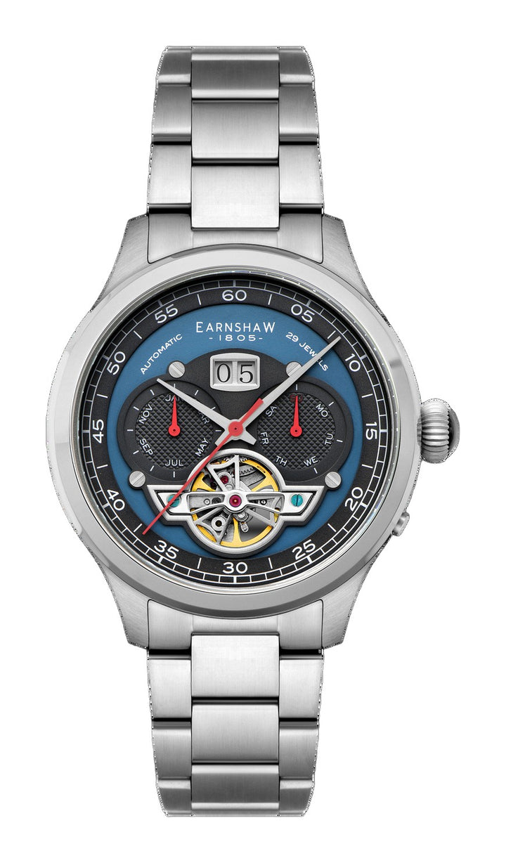Baron Grand Date Calendar Open Heart Automatic Blue / Steel Stainless Steel | Blue Dial