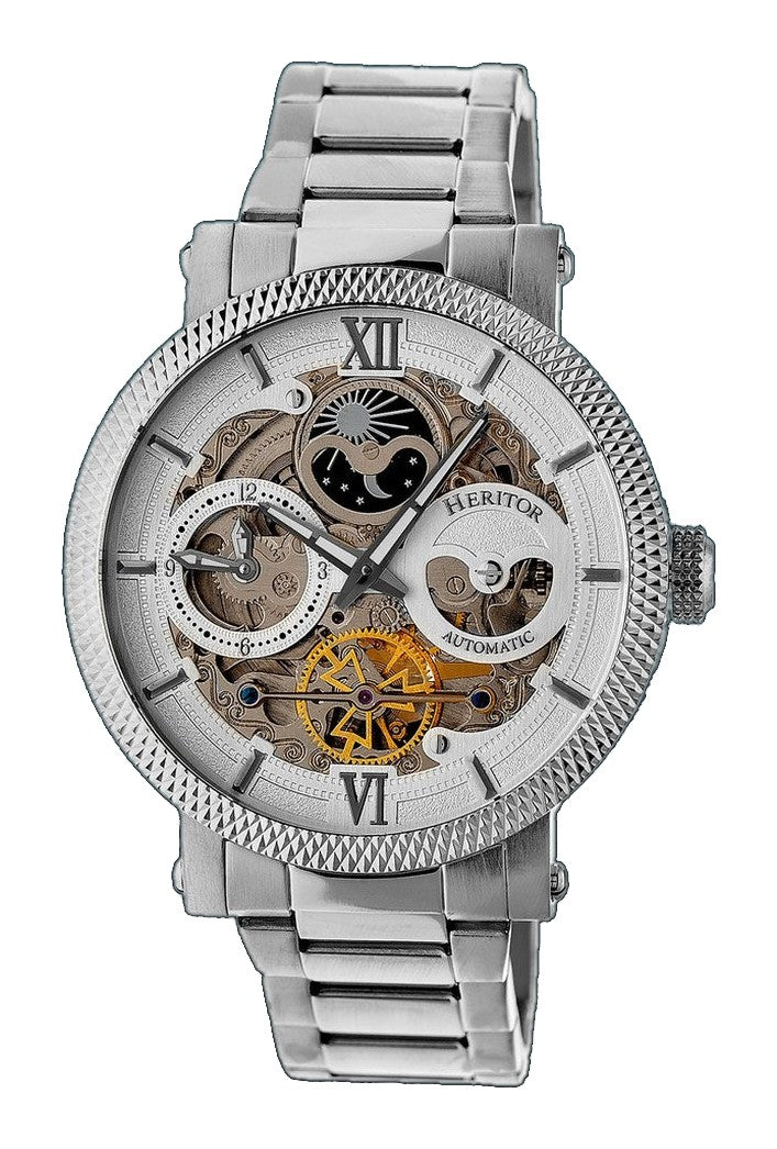 Automatic Aries Skeleton Bracelet Watch Silver/White | Silver Dial