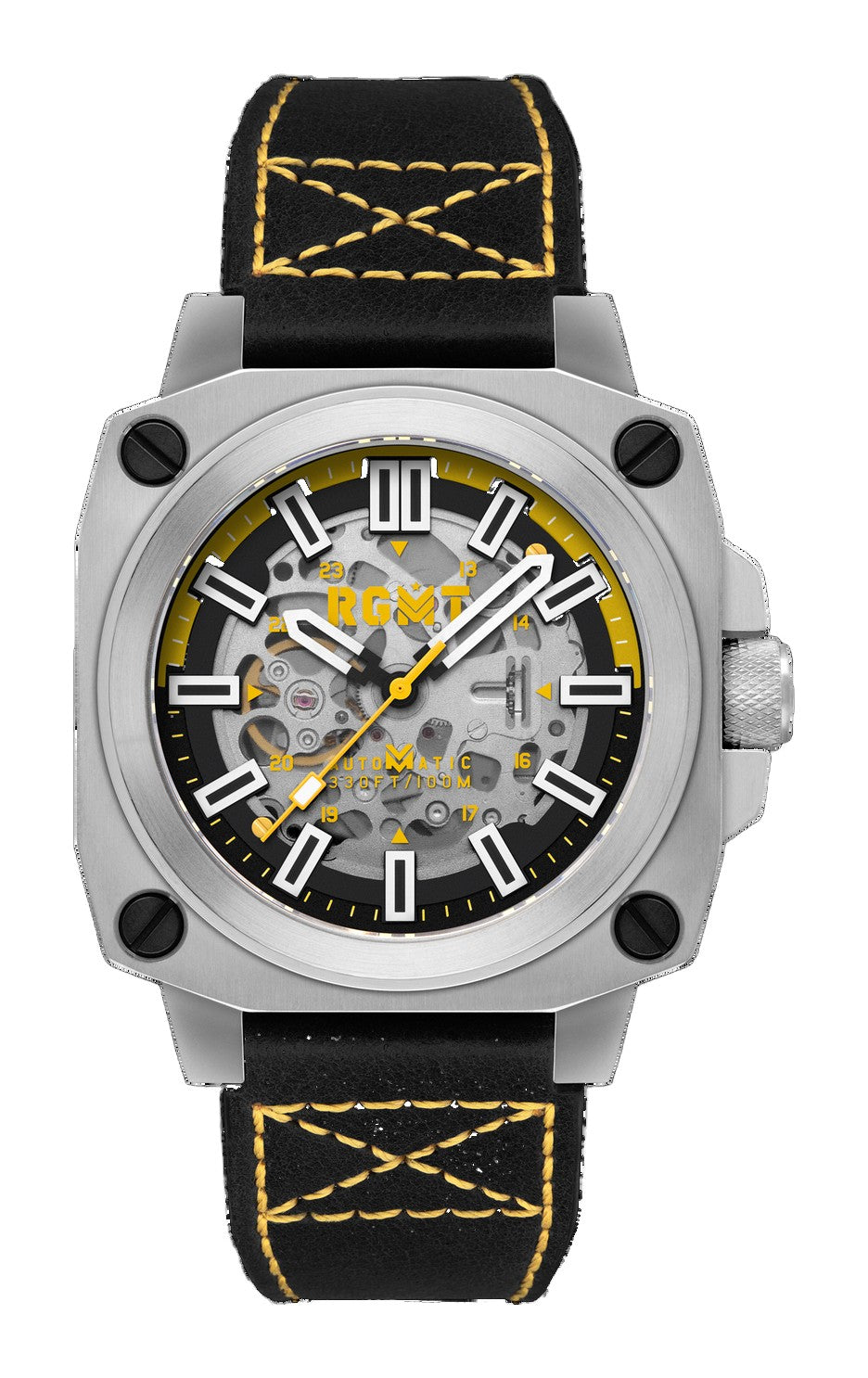 Altimeter Skeleton Automatic Black & Yellow / Leather | Black Dial