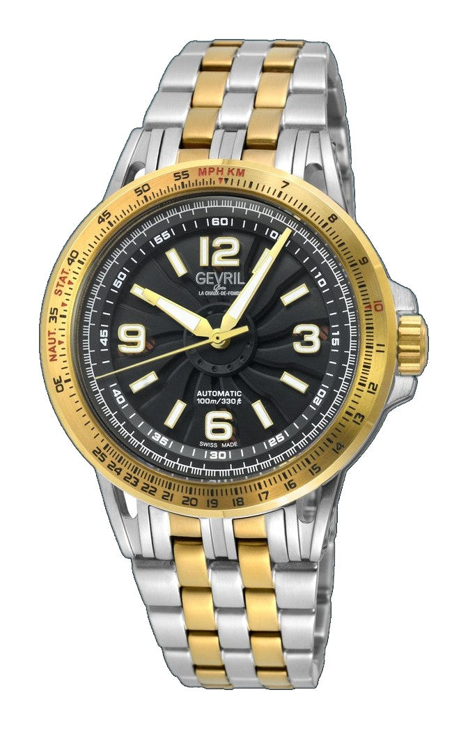 Wind Master Automatic Gevril Men's Automatic Wind Master Black Dial IPYG Stainless Steel Bracelet | Black Dial