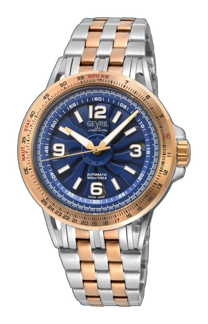 Wind Master Automatic Gevril Men's Automatic Wind Master Blue Dial IPRG Stainless Steel Bracelet | Blue Dial