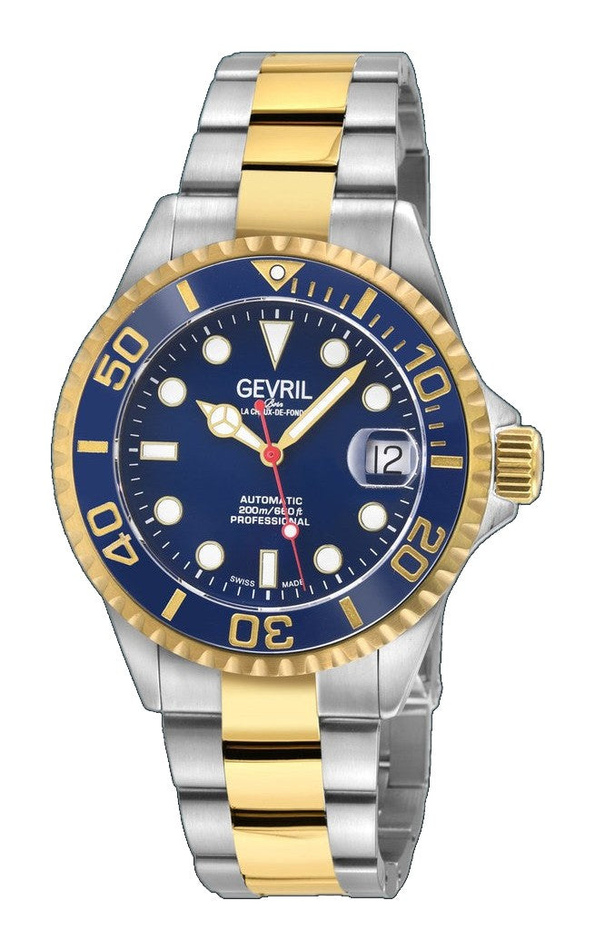 Wall Street Gevril Swiss Made SW200 Steel Rotating Bezel, 316L case, Black Dial | Blue Dial