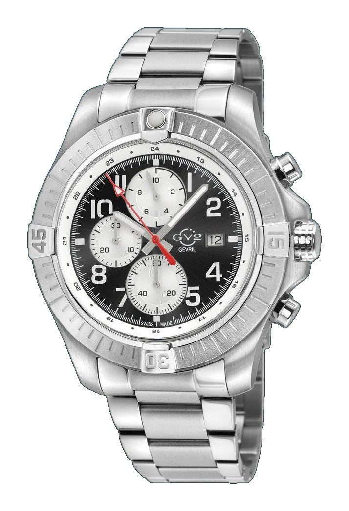 T38 GV2 Swiss Quartz Chronograph, 316L Case, Black Enamel Dial, 316L Bracelet | Black Enamel Dial