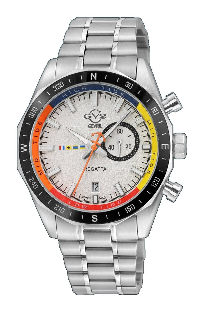 Regatta GV2 Swiss Quartz, Tide cycle indicator, White dial, 316L Stainless Steel Bracelet | White Dial