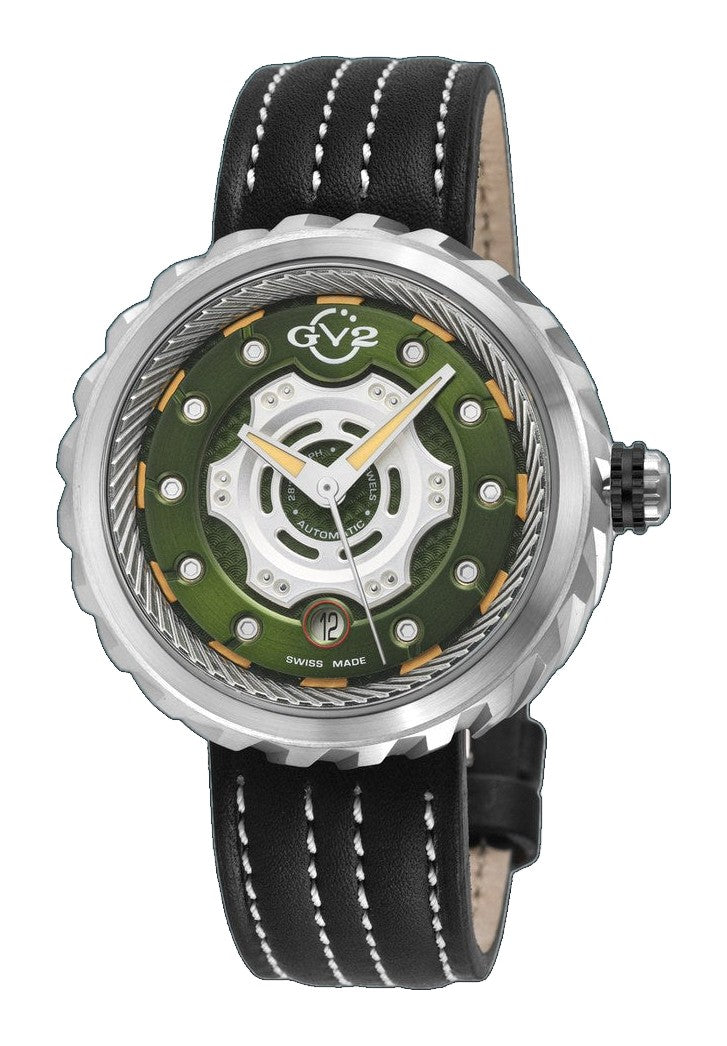 Motorcycle - Sport GV2 Swiss Made Automatic, Green Dial with multi-layers represents a motorcycle disc braking system | Green Dial