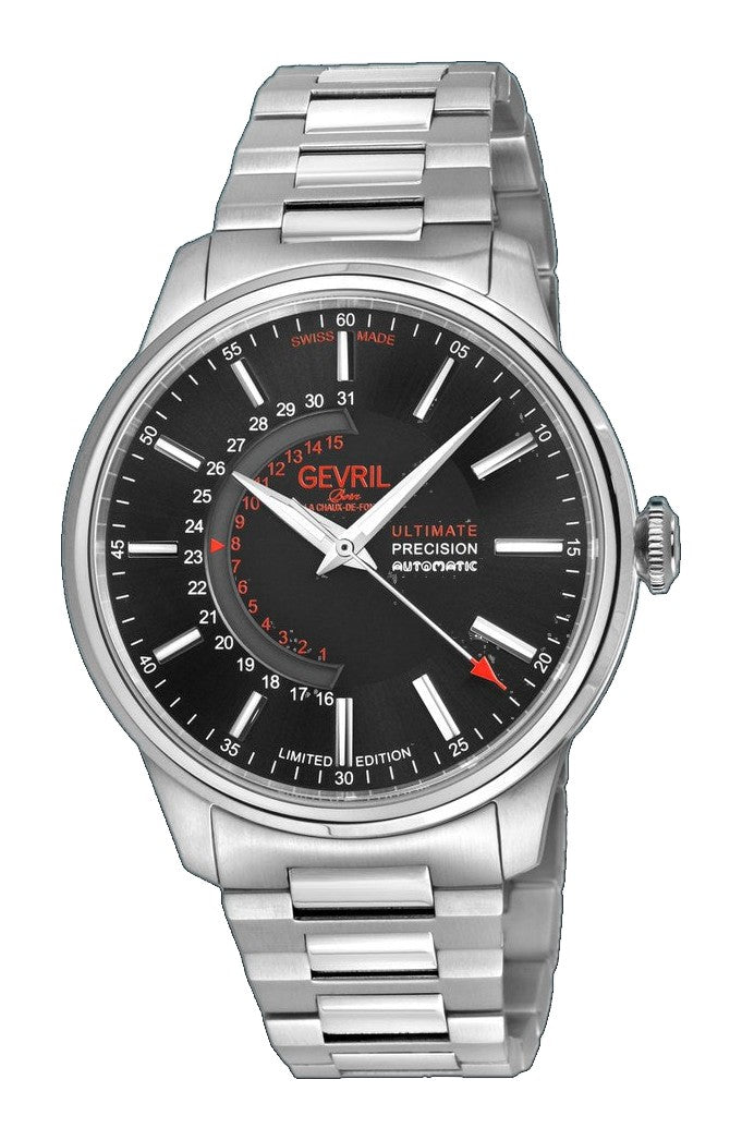 Guggenheim Sellita SW 220 Custom date wheel, SS case, Black dial, SS Bracelet | Black Dial