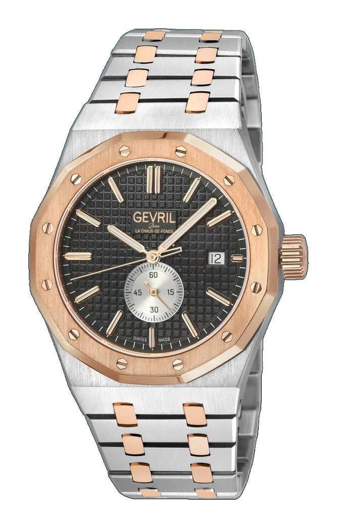 Gotham Swiss Automatic Movement, Black Embossed Dial, Silver Counter  316L SS Bracelet Black Dial
