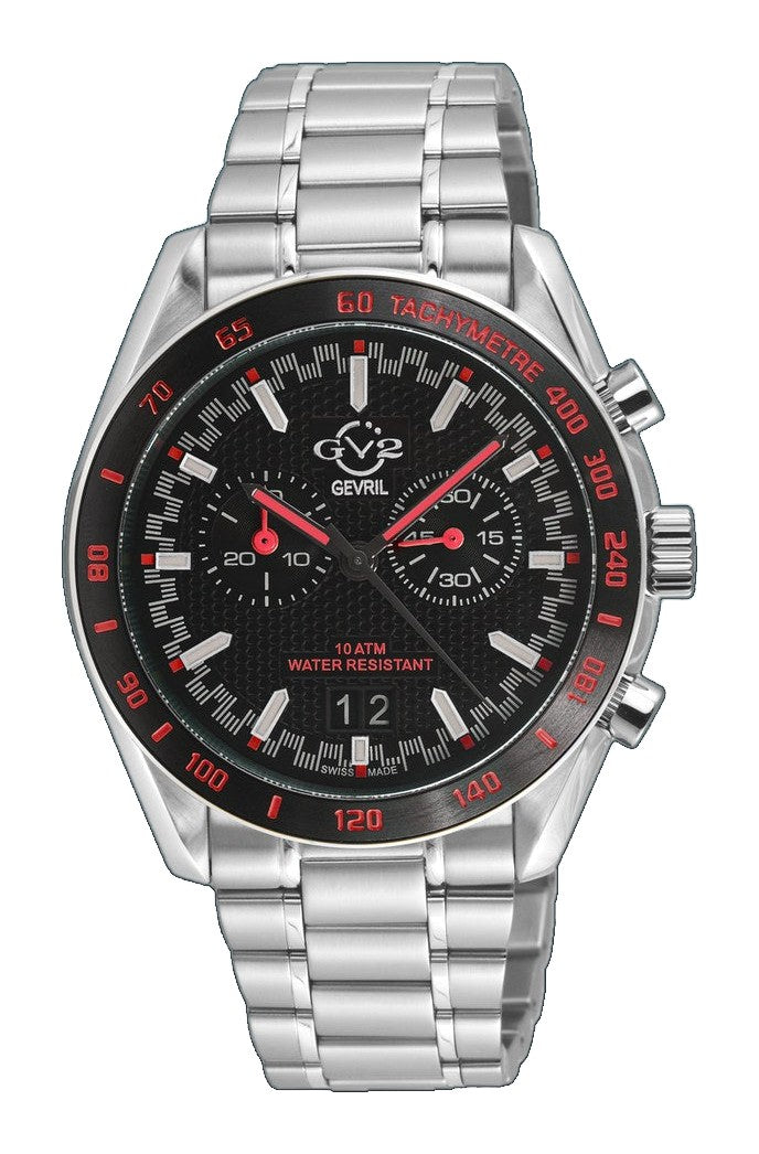 Freccia-Chronograph GV2 Swiss Quartz, 316L Case, Black Bezel, Black Dial, 316L Stainless Steel Bracelet Black Dial