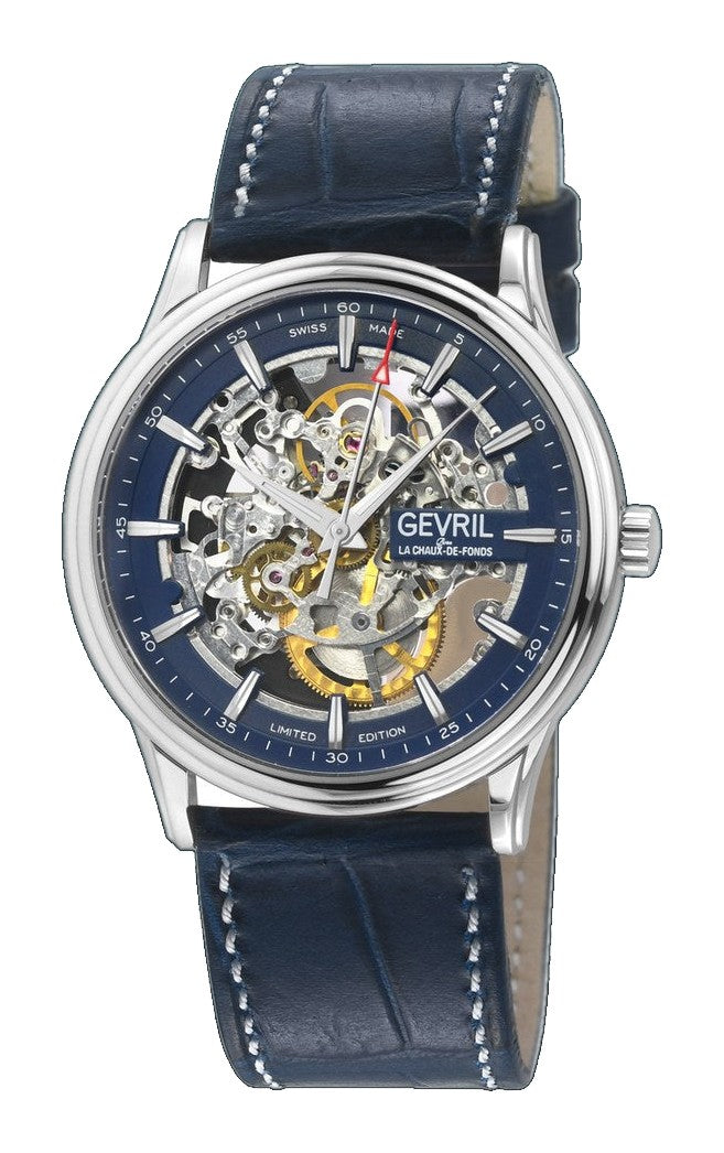 Five Points - Skeleton Slim ETA 2892 movement, Blue Skeletal Dial, Blue Italian Leather Strap | Blue Dial