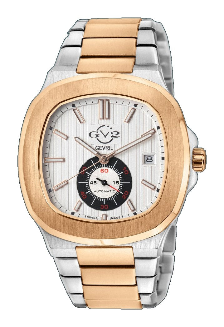 Potente Silver/White, Two toned IPRG band, Swiss Automatic Dress Watch | White Dial