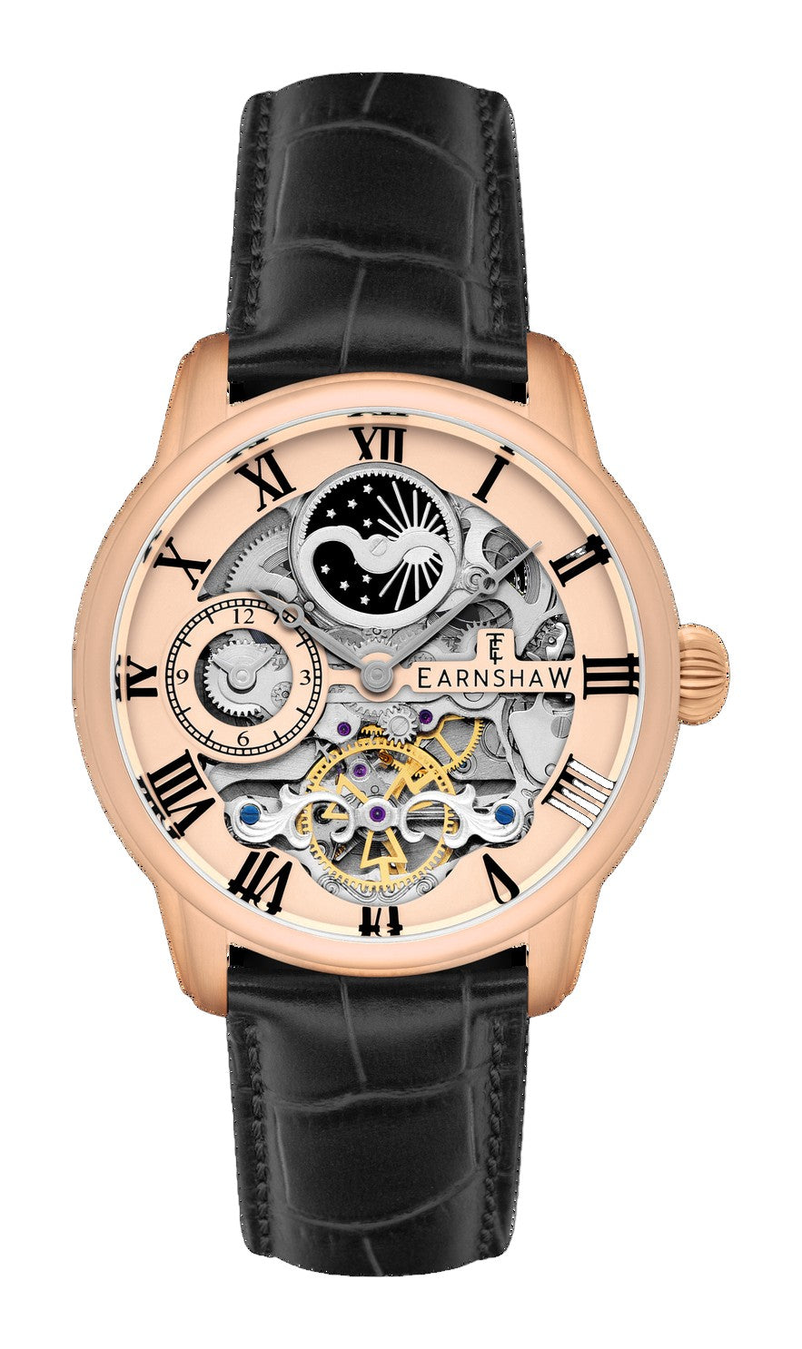 Longitude Automatic Skeleton Rose Gold / Black Leather | Rose Gold Dial