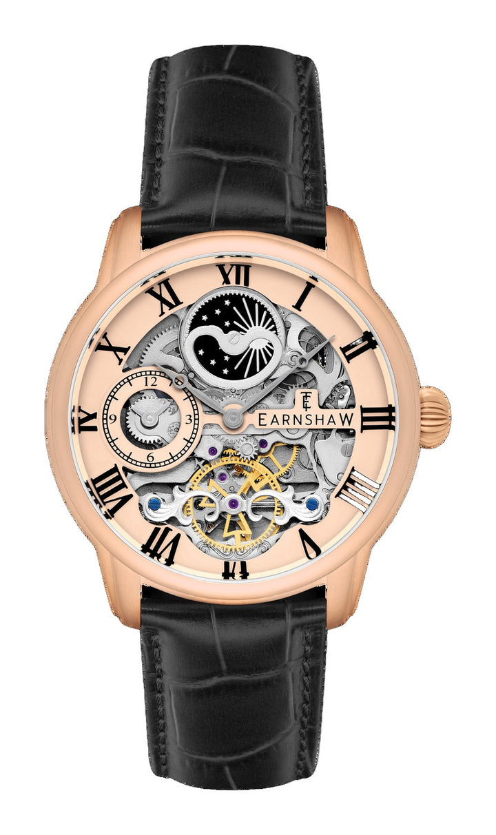 Longitude Automatic Skeleton Rose Gold / Black Leather | Rose Gold Dial