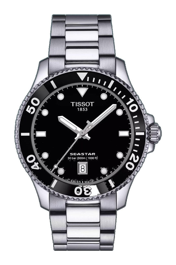 SEASTAR 1000 Black / Stainless Steel Black Dial