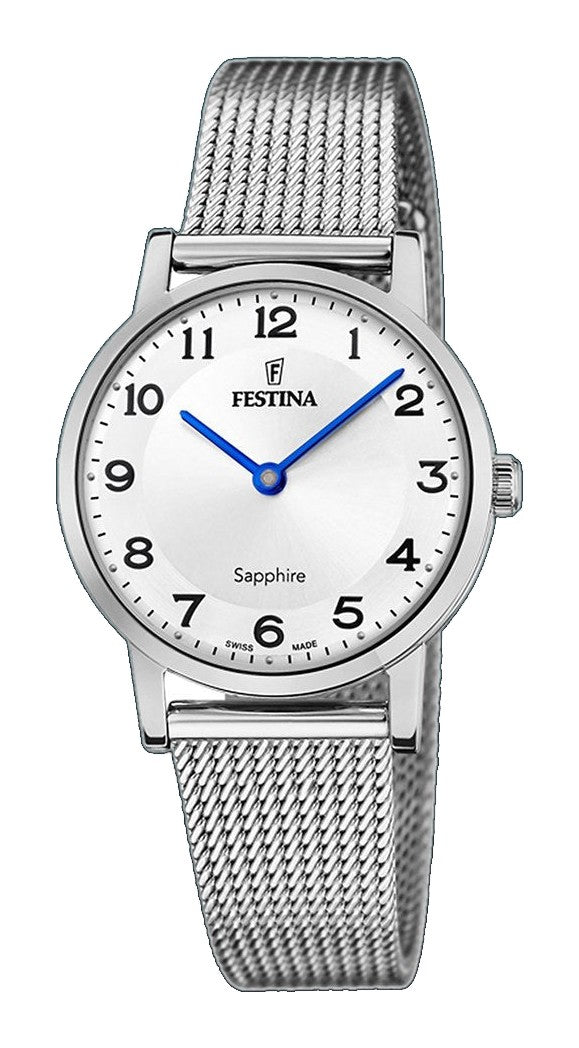 Swiss Made Silver / Stainless Steel Silver Dial