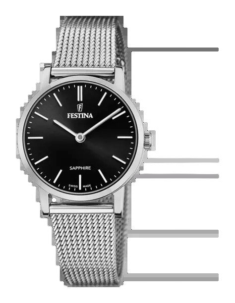 Swiss Made Black / Stainless Steel Black Dial