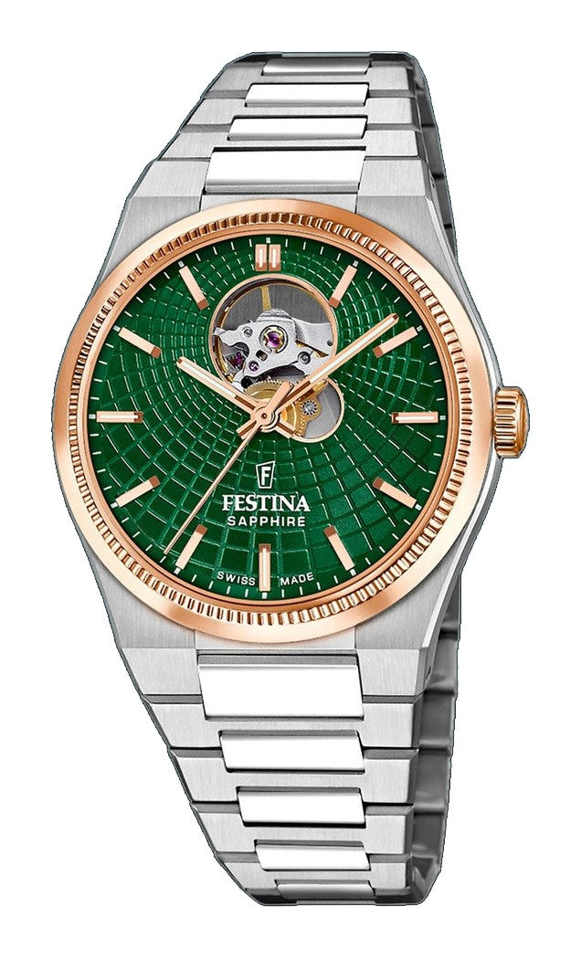 Riv Open Heart Green / Stainless Steel | Green Dial