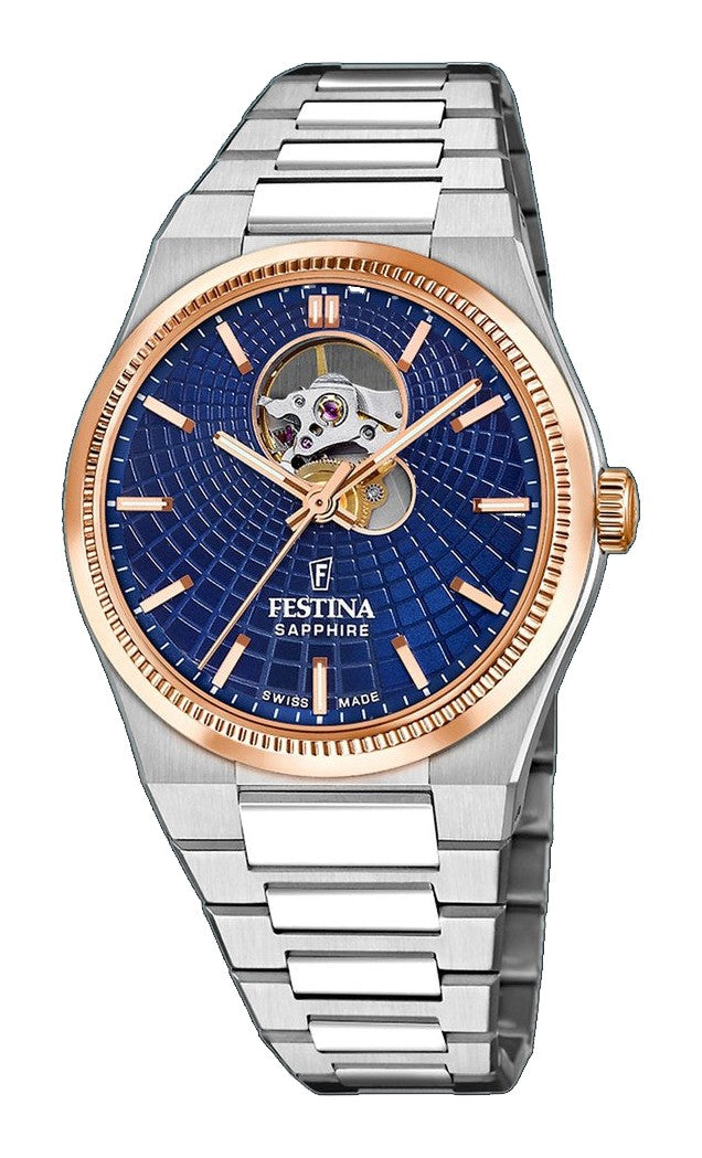 Riv Open Heart Blue / Stainless Steel | Blue Dial