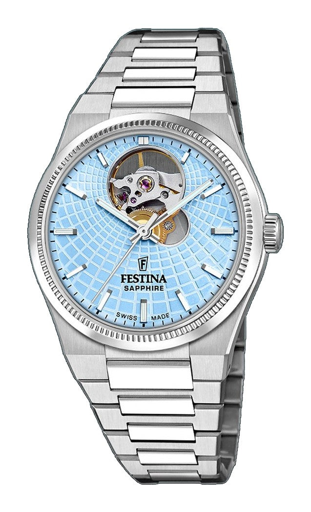 Riv Open Heart Blue / Stainless Steel Blue Dial