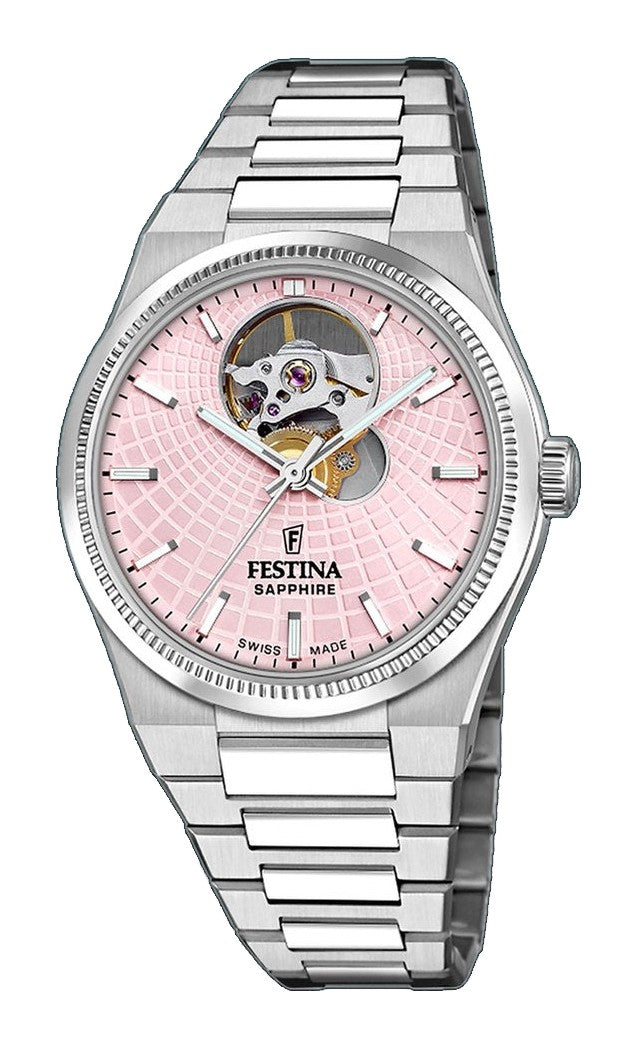 Rive Open Heart Pink / Stainless Steel | Pink Dial