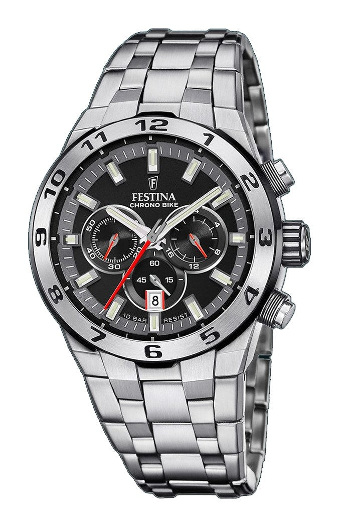 Chrono Bike Black / Stainless steel Black Dial