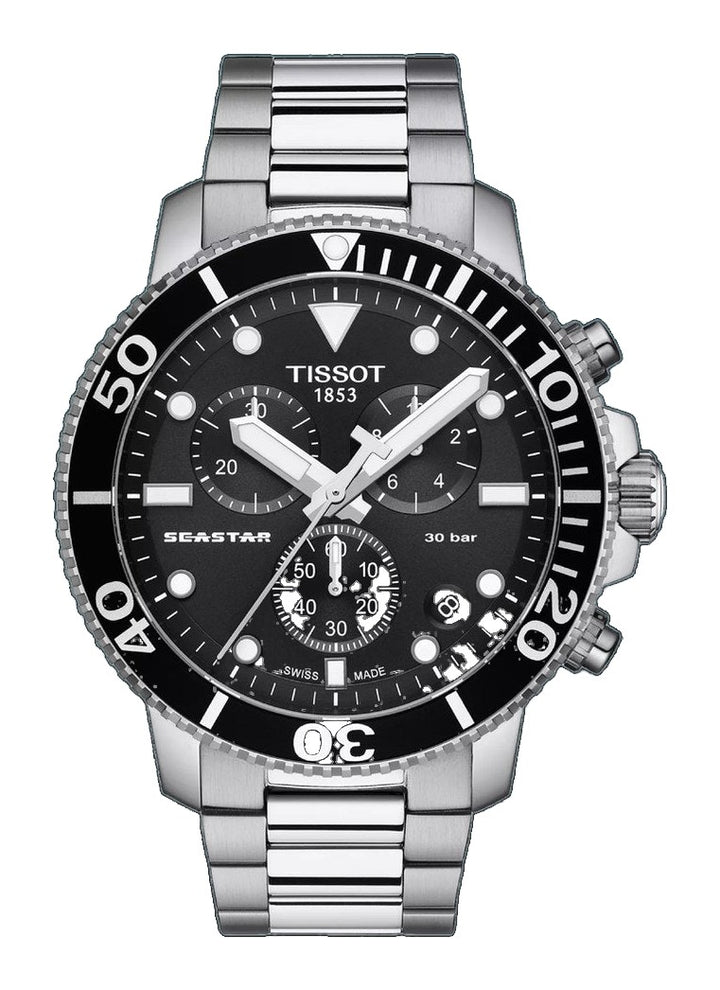 Seastar 1000 Chronograph Black / Stainless Steel Black Dial