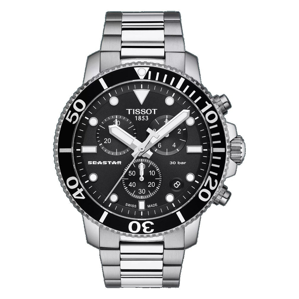 Tissot Seastar 1000 Chronograph Black / Stainless Steel Black Dial