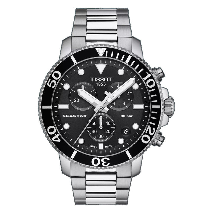Tissot Seastar 1000 Chronograph Black / Stainless Steel Black Dial