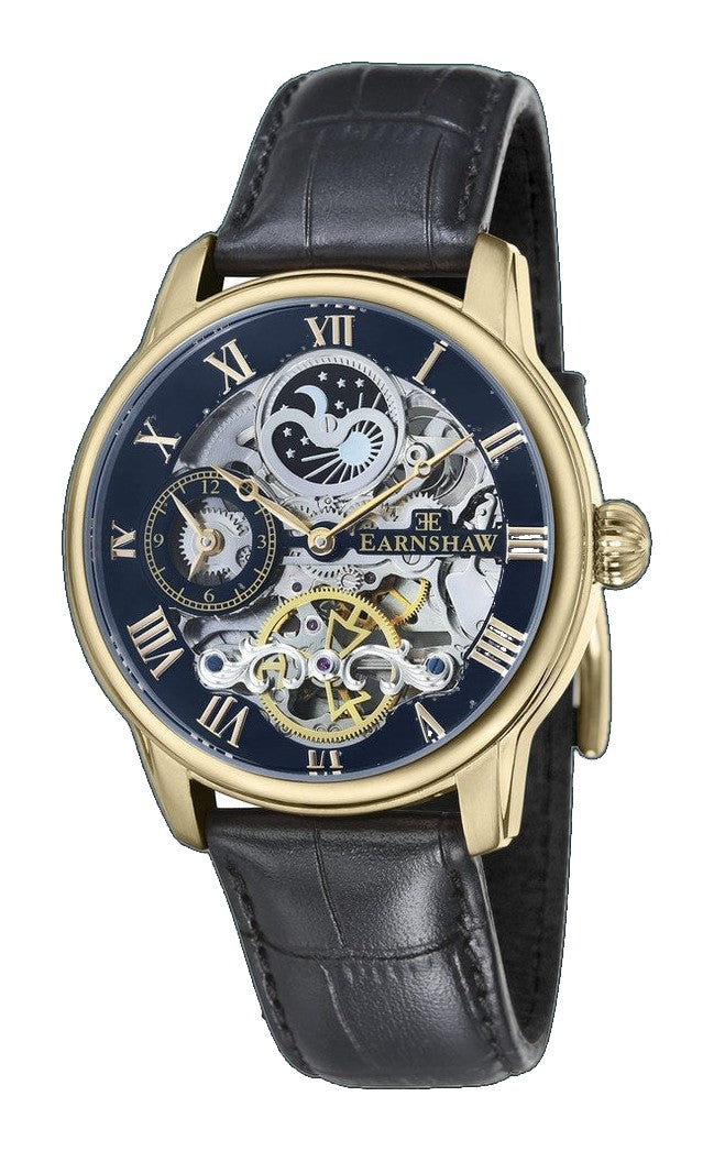 Longitude Automatic Skeleton Watch Black w/ Genuine leather strap | Black Dial