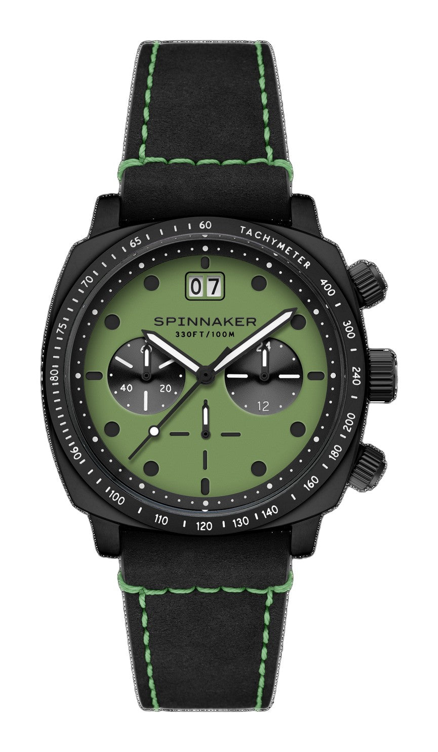 Hull Chronograph Black & Green / Leather | Green Dial