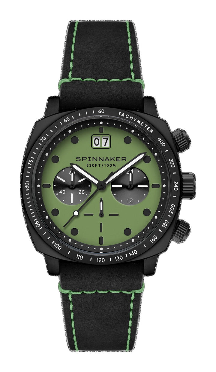 Hull Chronograph Black & Green / Leather | Green Dial
