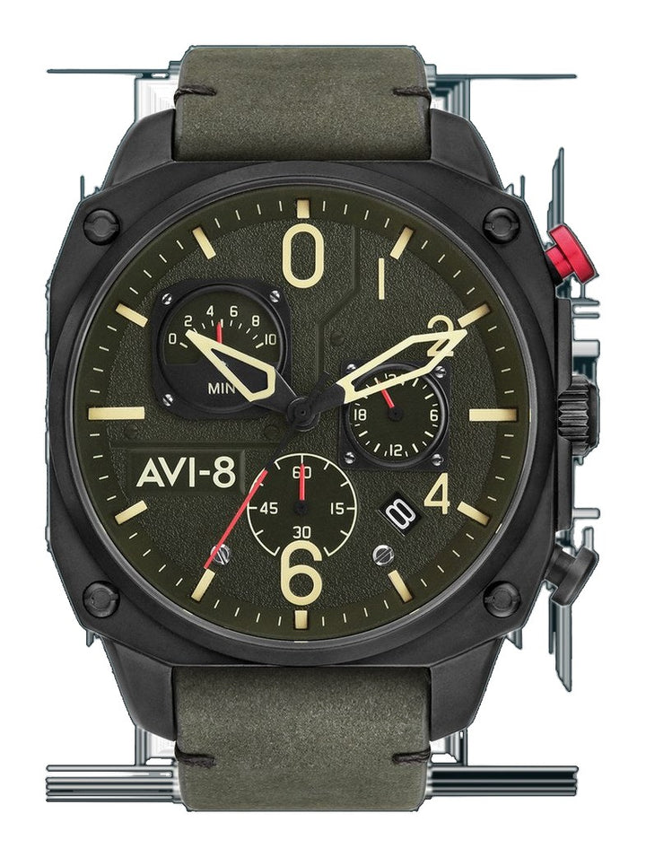 Hawker Hunter Retrograde Chronograph Green Dial / Leather | Green Dial