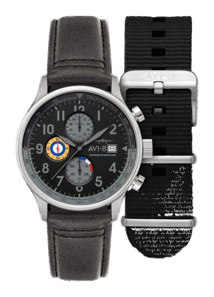 Classic Chronograph Black / Gray Leather | Black Dial