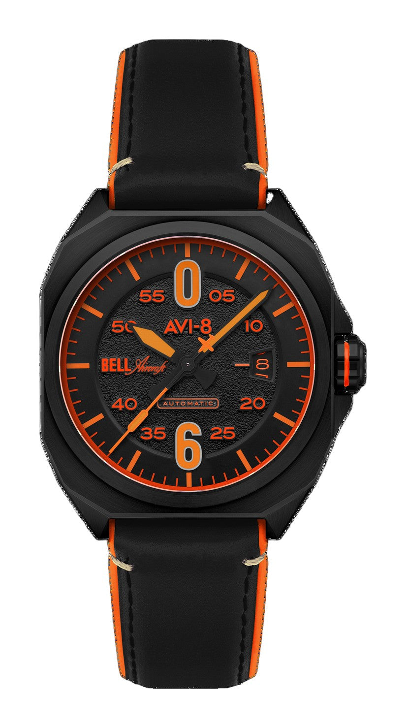 Bell X-1 Machbuster Automatic Black / Black Hybrid leather and rubber strap | Black Dial