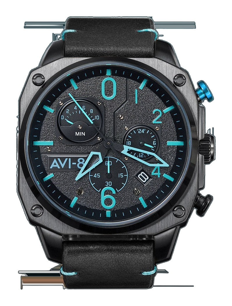Hawker Hunter Retrograde Chronograph Black & Blue Dial / Leather | Black Dial