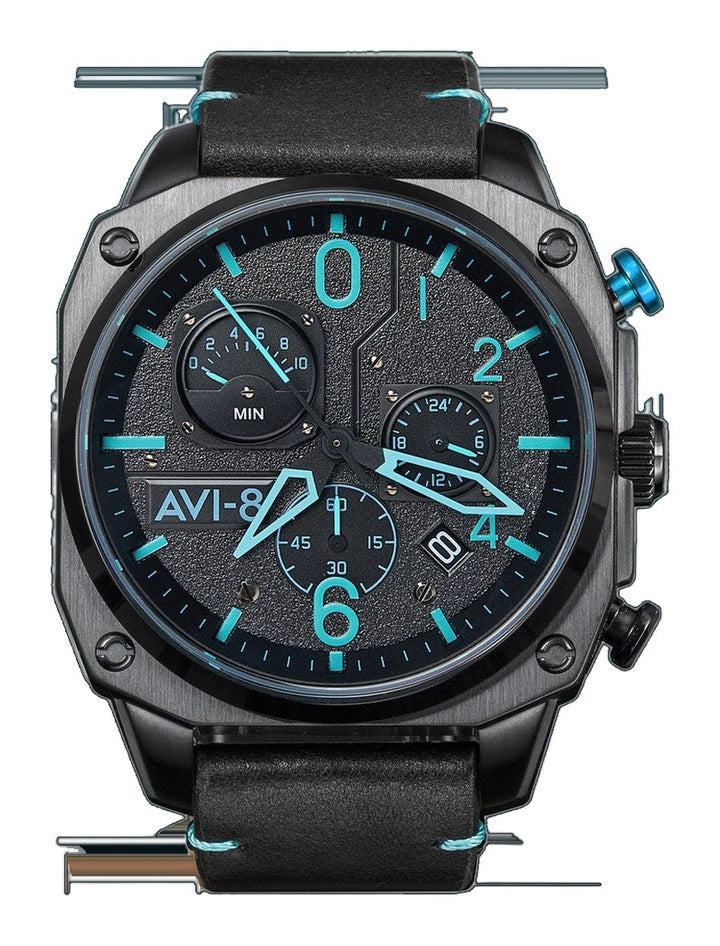 Hawker Hunter Retrograde Chronograph Black & Blue Dial / Leather | Black Dial
