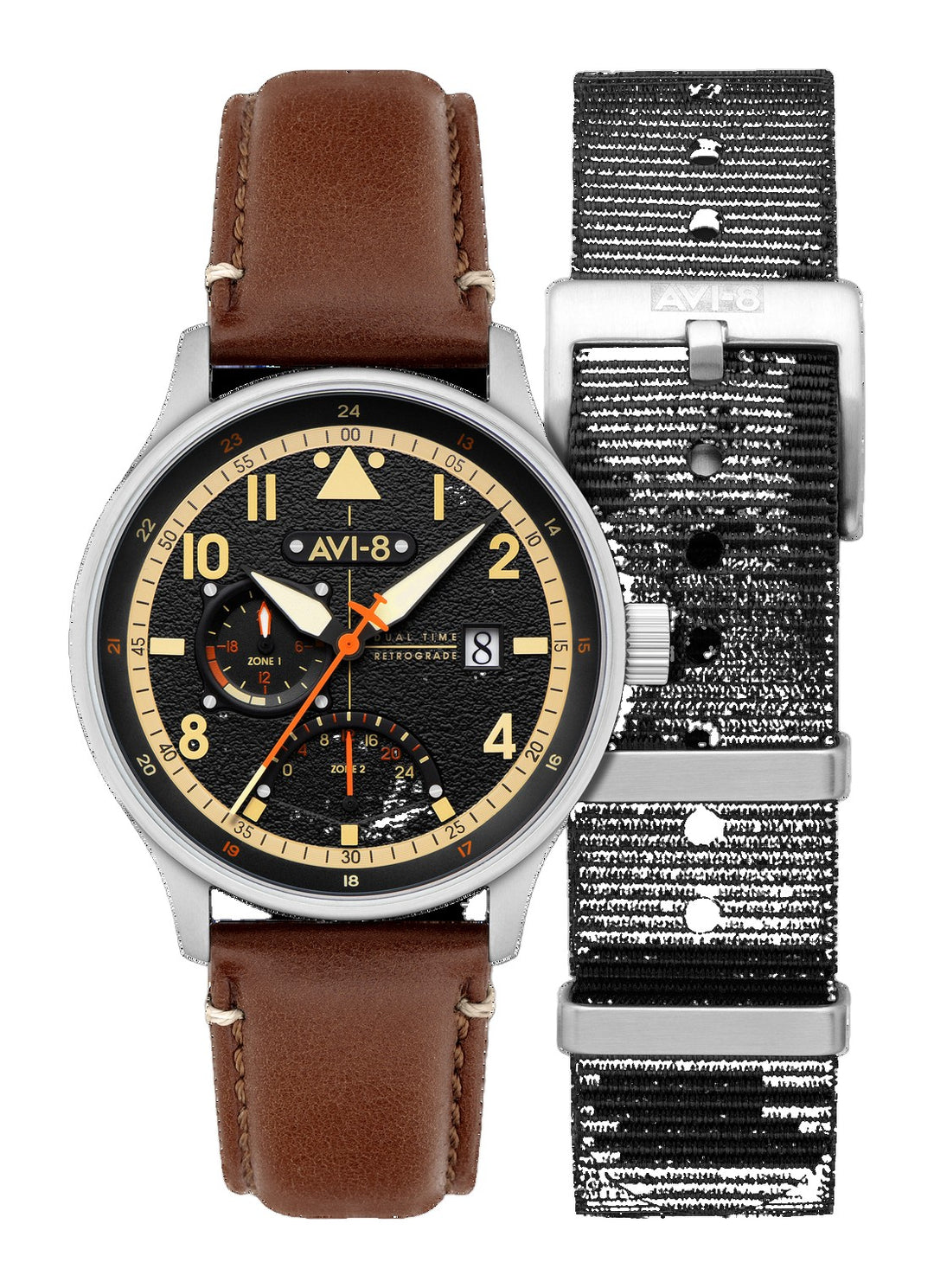 Mckellar Dual Time Black / Leather | Black Dial